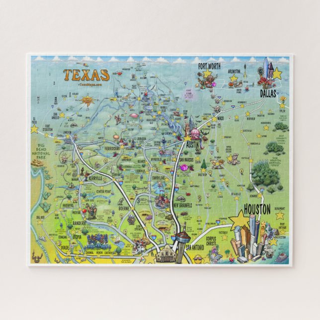 Texas Cartoon Map Jigsaw Puzzle (Horizontal)