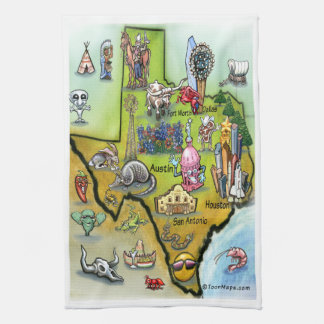 Texas Cartoon Map Kitchen Towel