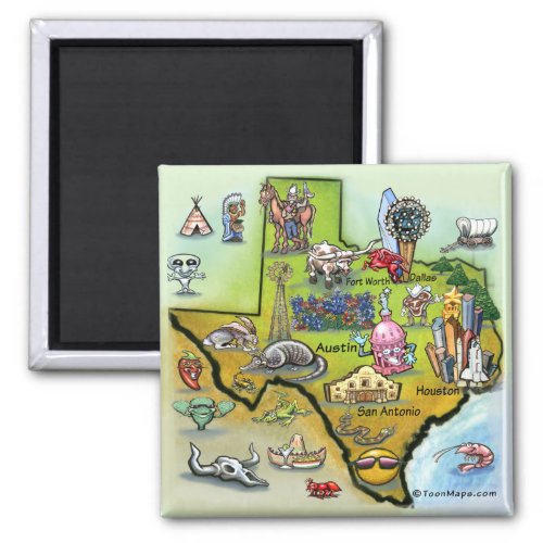 Texas Cartoon Map Magnet