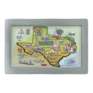 Texas Cartoon Map Rectangular Belt Buckle