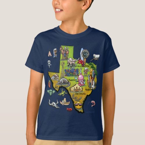 Texas Cartoon Map T_Shirt