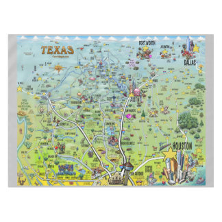 Texas Cartoon Map Tablecloth