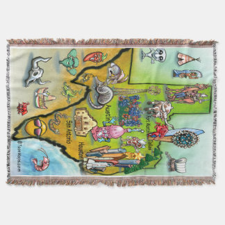 Texas Cartoon Map Throw Blanket
