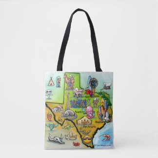 Texas Cartoon Map Tote Bag