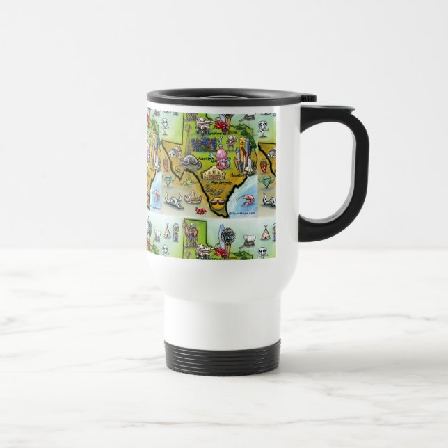 Texas Cartoon Map Travel Mug (Right)