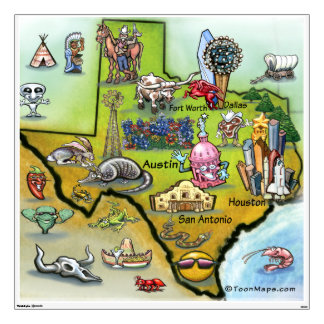 Texas Cartoon Map Wall Decal