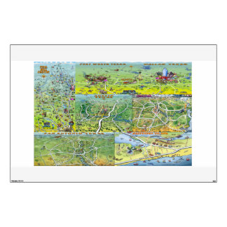 Texas Cartoon MapS Wall Sticker