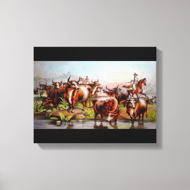 Texas Cattle Drive Canvas Print (Front)
