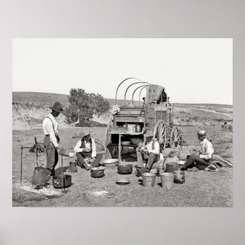 TEXAS CATTLE DRIVE CHUCK WAGON 1901 POSTER