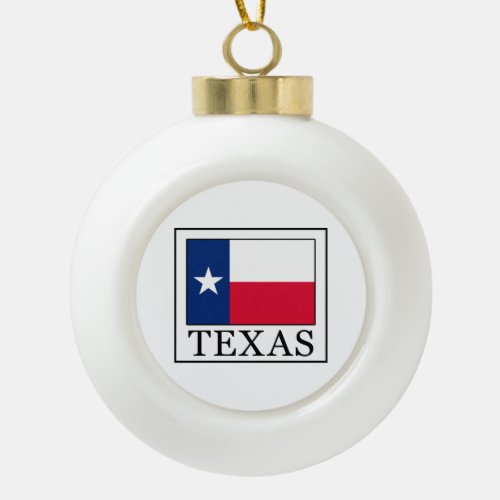 Texas Ceramic Ball Christmas Ornament