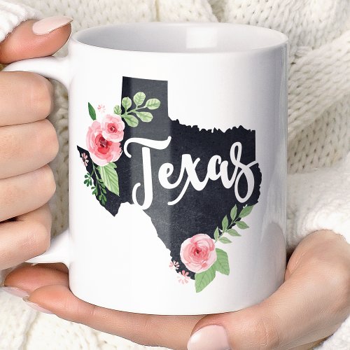 Texas Chalkboard Floral State Coffee Mug