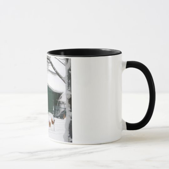Texas chicken fram in snow mug