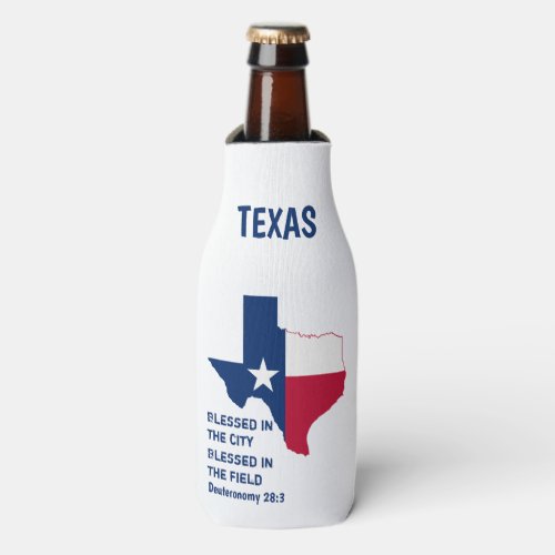 TEXAS Christian Scripture Blessed Monogram Bottle Cooler