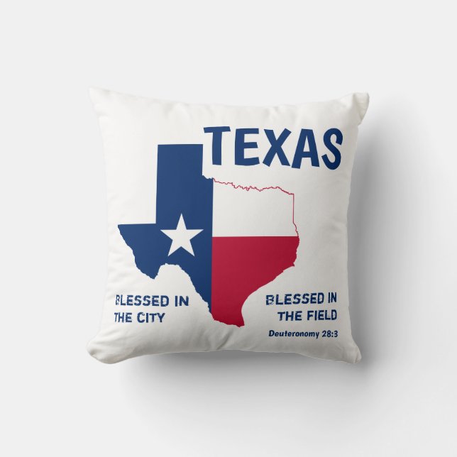 TEXAS Christian Scripture Blessed Monogram Throw Pillow (Front)