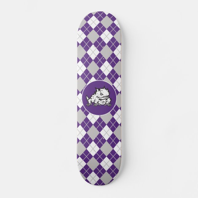 Texas Christian University Frog | Argyle Skateboard (Front)