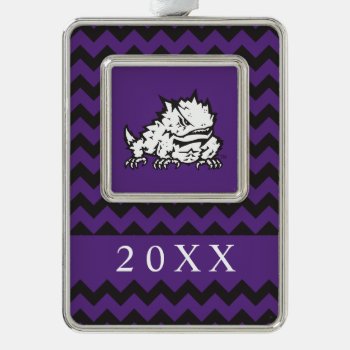 Texas Christian University Frog | Chevron Christmas Ornament by tcuhornedfrogs at Zazzle