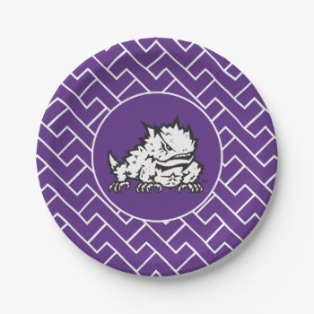 Texas Christian University Frog | Fret Pattern Paper Plates by tcuhornedfrogs at Zazzle