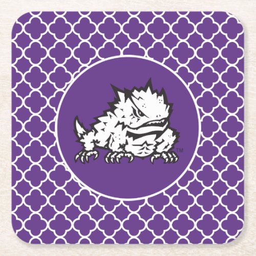 Texas Christian University Frog  Quatrefoil Square Paper Coaster