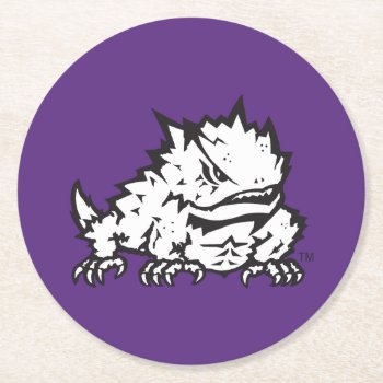 Texas Christian University Frog Round Paper Coaster by tcuhornedfrogs at Zazzle