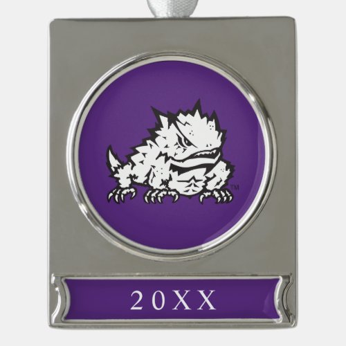 Texas Christian University Frog Silver Plated Banner Ornament