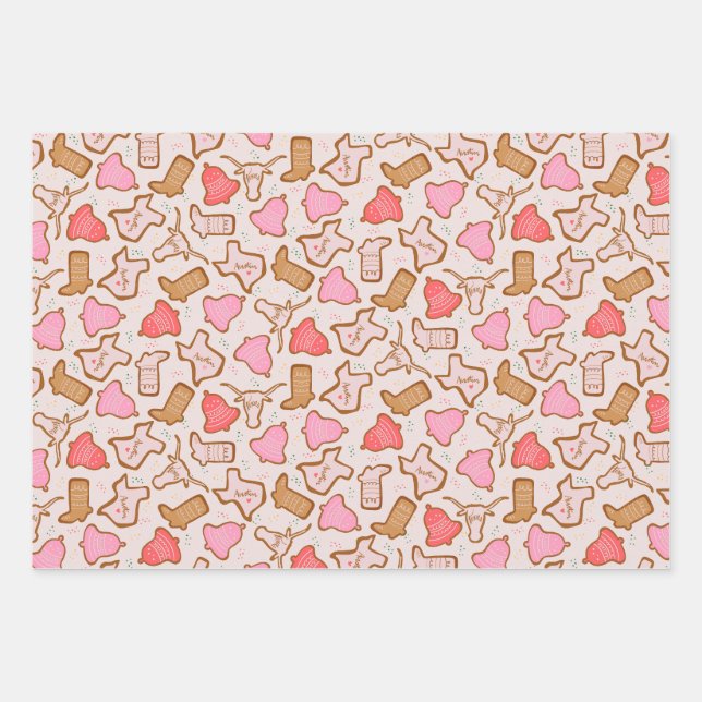 Texas Christmas Cookies  Wrapping Paper Sheets (Front)