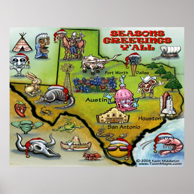 TEXAS Christmas Map Poster (Front)