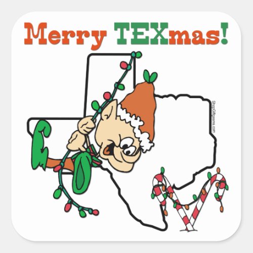 Texas Christmas Square Sticker