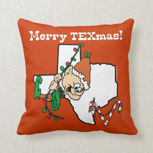 Texas Christmas Throw Pillow