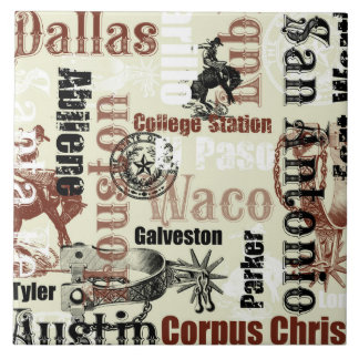 Texas Cities, Broncs and Spurs Ceramic Tile