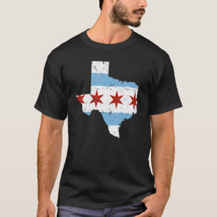 Texas City Chicago Flag Grunge Traveling South Sid T-Shirt