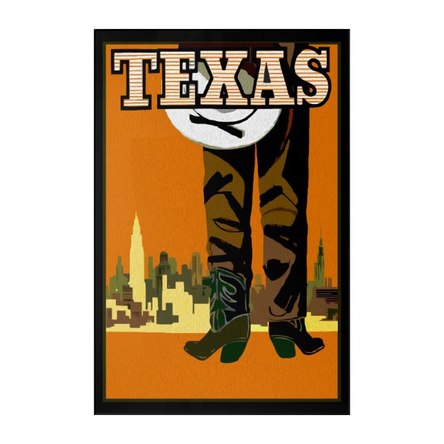 Texas City Cowboy Acrylic Print (Front)