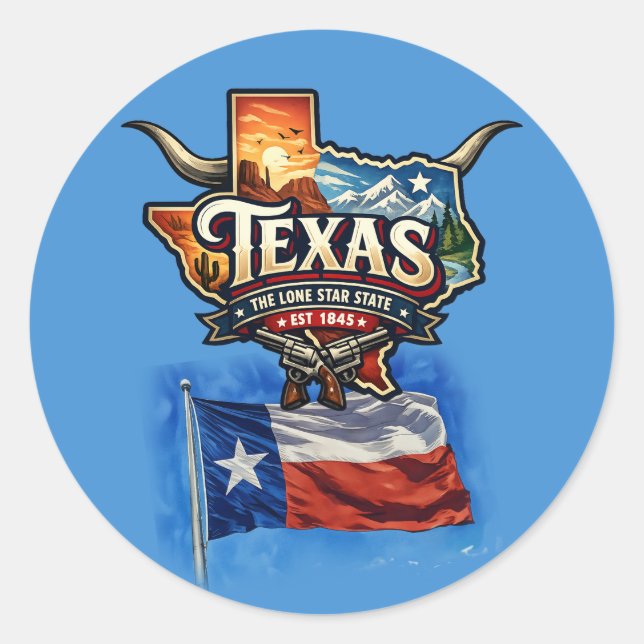 TEXAS CLASSIC ROUND STICKER (Front)