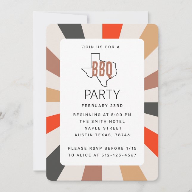 Texas Colorful BBQ Party Invitation (Front)
