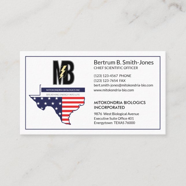 Texas Company Map Stars and Stripes Business Card (Front)