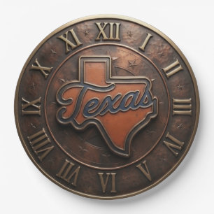Texas Copper Medallion State Map Paper Plates