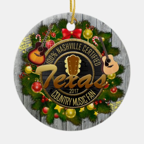 Texas Country Music Fan Christmas Ornament
