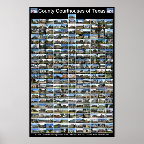 Texas County Courthouses Poster black vertical
