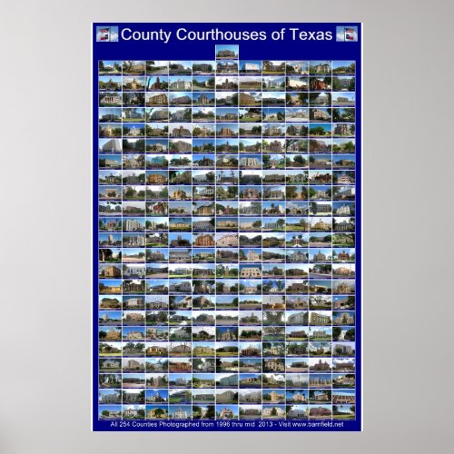 Texas County Courthouses Poster (Blue vertical)