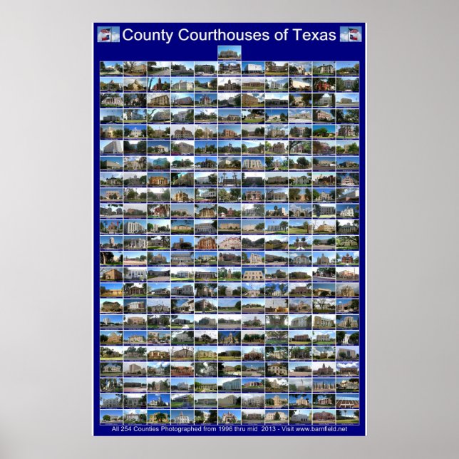 Texas County Courthouses Poster (Blue vertical) (Front)