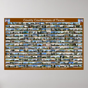 Texas County Courthouses Poster (brown horizontal)