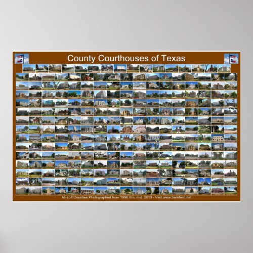 Texas County Courthouses Poster brown horizontal