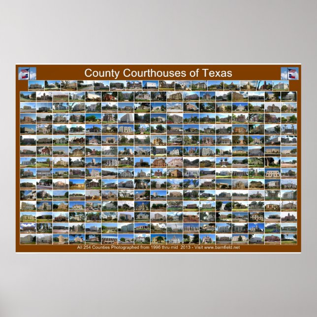 Texas County Courthouses Poster (brown horizontal) (Front)