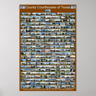 Texas County Courthouses Poster (brown vertical)
