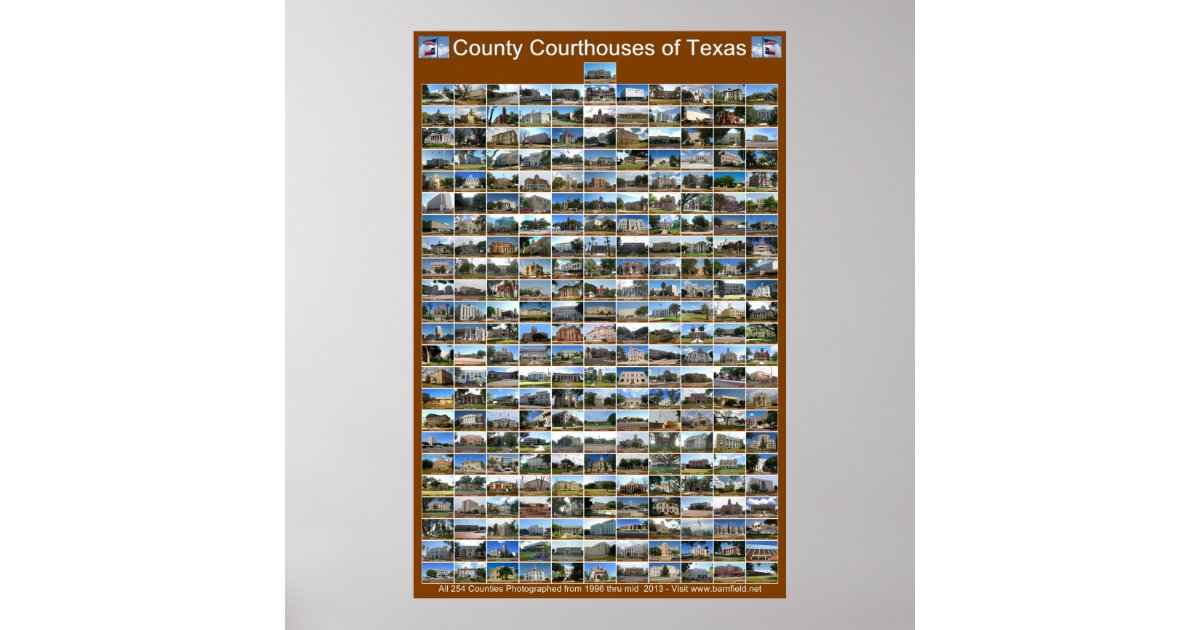 Texas County Courthouses Poster (brown vertical) | Zazzle