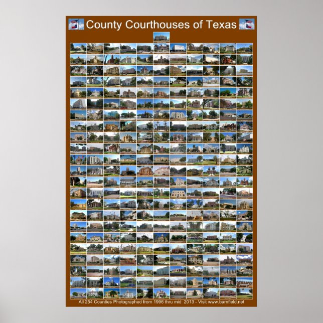Texas County Courthouses Poster (brown vertical) (Front)
