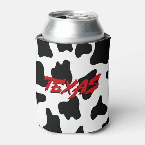 Texas Cow Print Can Cooler