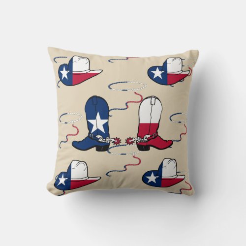 Texas Cowboy Boots And Hats Throw Pillow