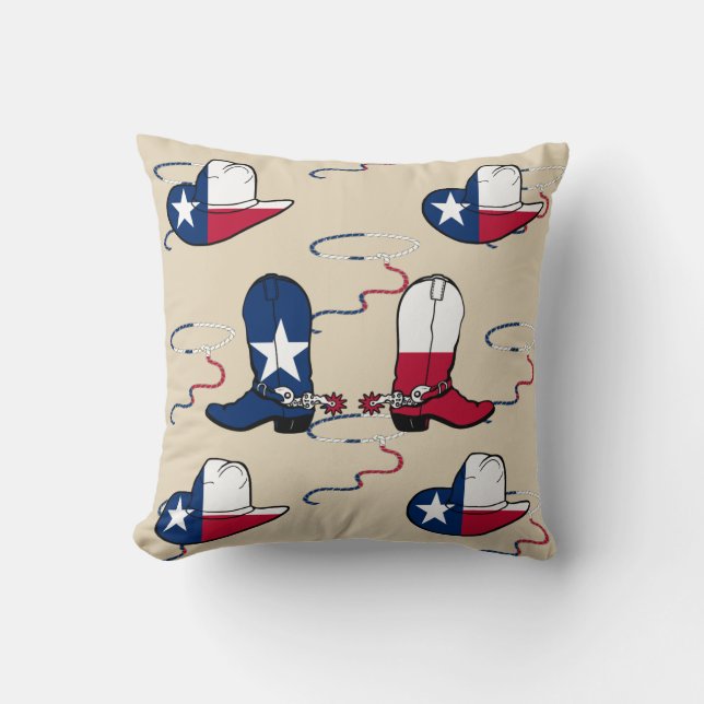 Texas Cowboy Boots And Hats Throw Pillow (Front)