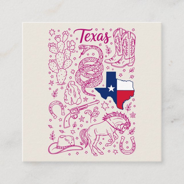 Texas Cowboy Pack Western Vibes Square Business Card (Front)
