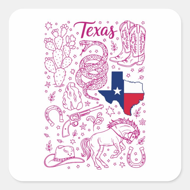 Texas Cowboy Pack Western Vibes Square Sticker (Front)